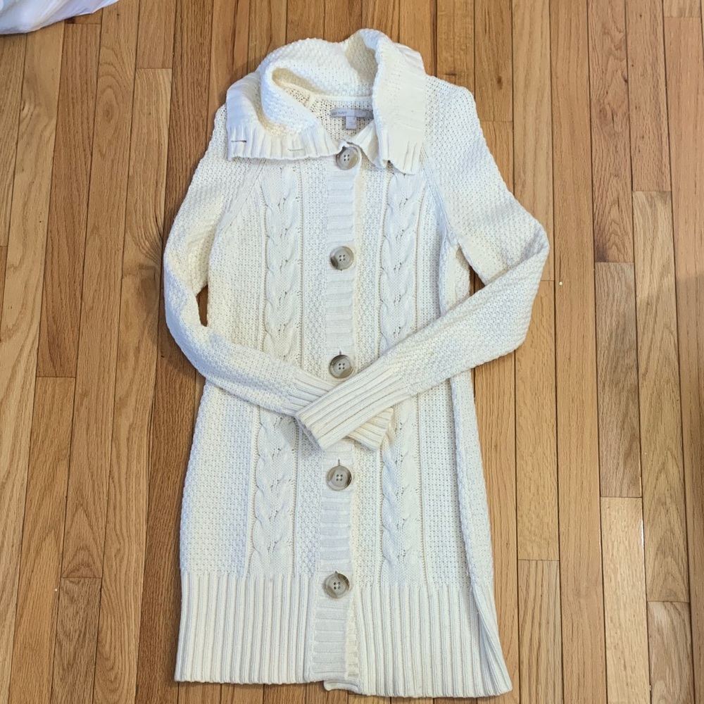 Old Navy Women's White Cable Knit Cardigan